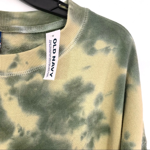 Old Navy Women's Green Tie Dye Vintage Long-Sleeve French-Terry Tunic Sweatshirt - Picture 7 of 12